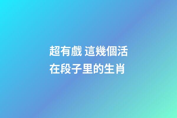 超有戲 這幾個活在段子里的生肖